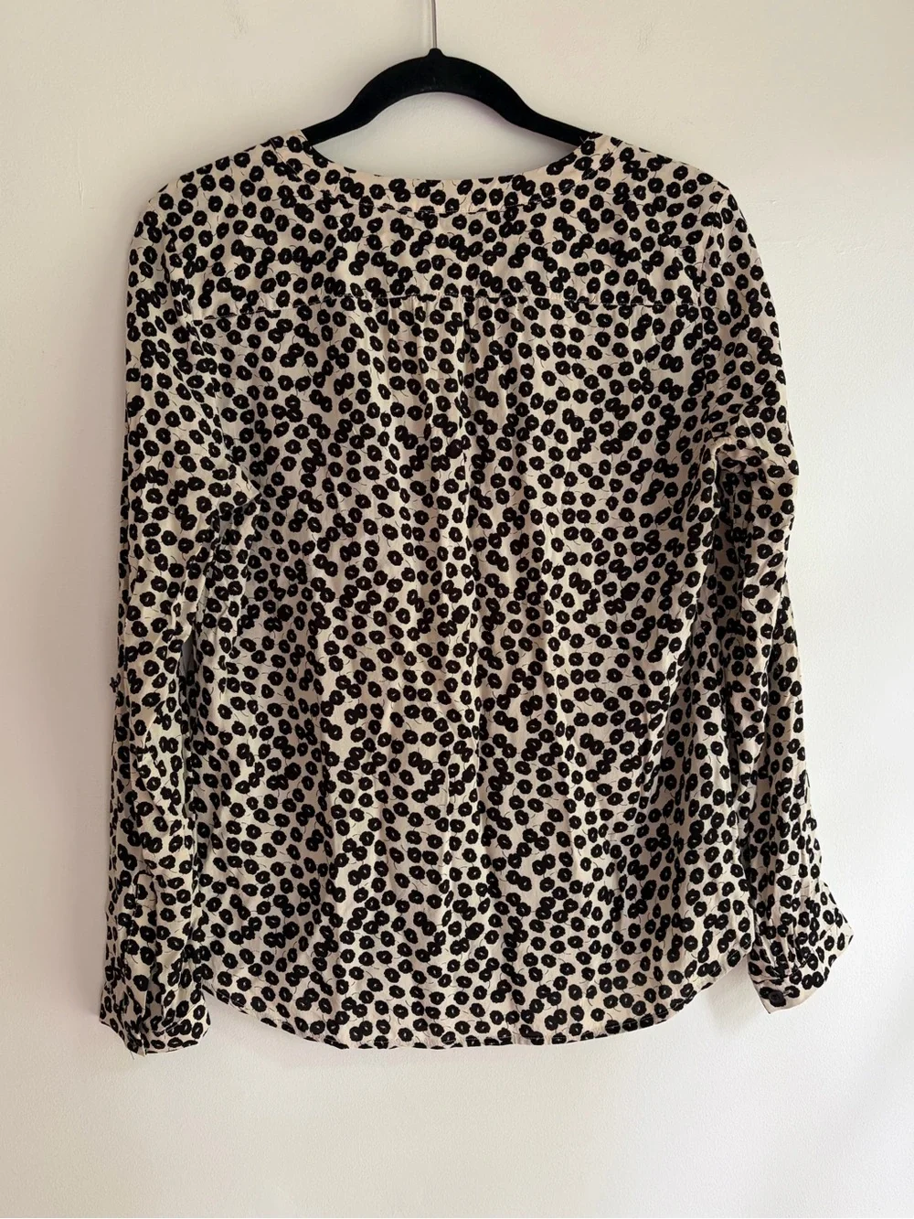 Loft Floral Poppy Print V Neck Long Sleeve Blouse Size M - Picture 4 of 5